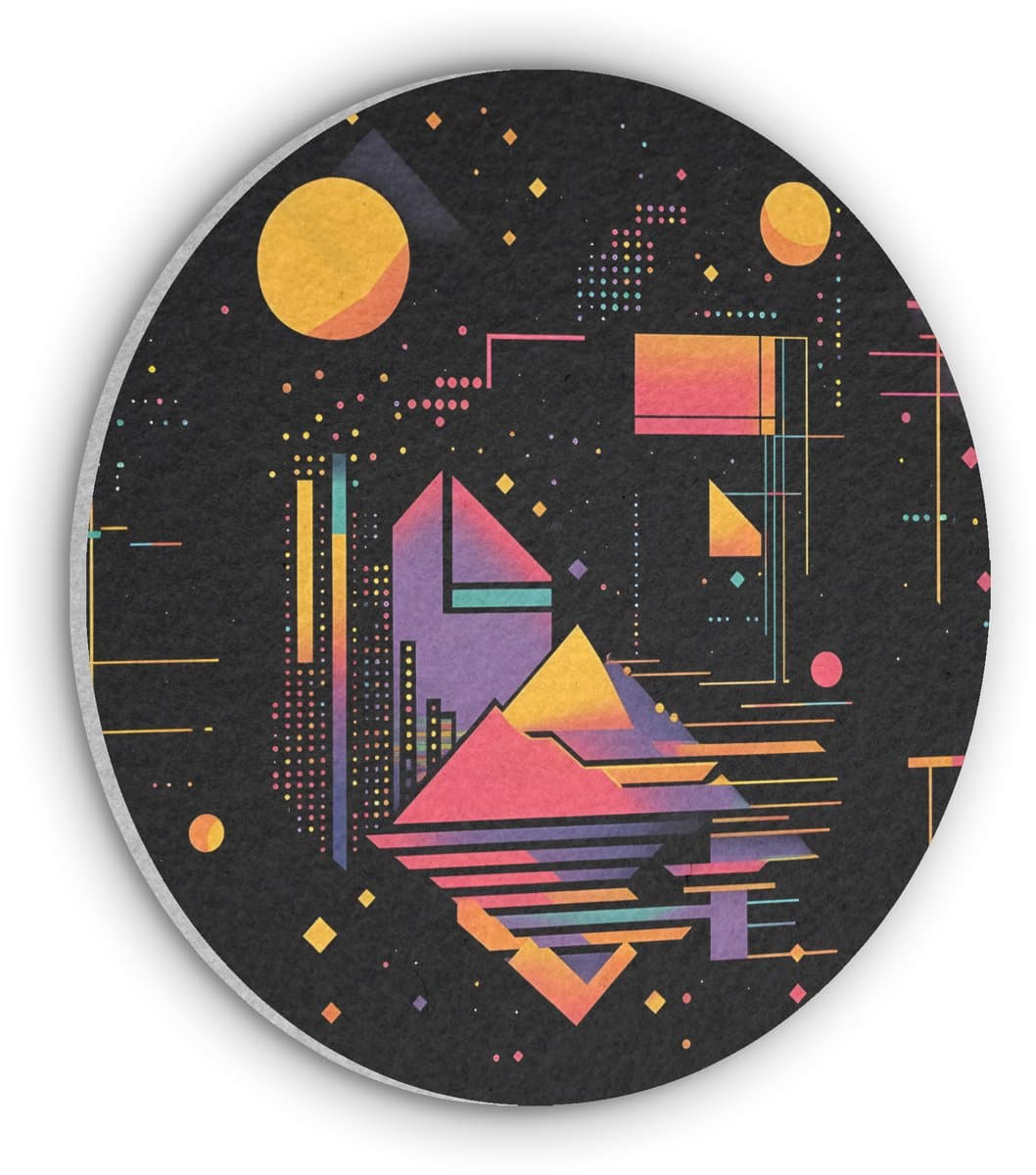 Akoestisch wandpaneel rond 70x70 cm - Vilt schilderij Abstract - Vormen - Lijnen - Kleurrijk - Ronde akoestische panelen - Geluidsdempende wanddecoratie - Geluidsisolatie wandcirkel - Muurdecoratie geluidspanelen