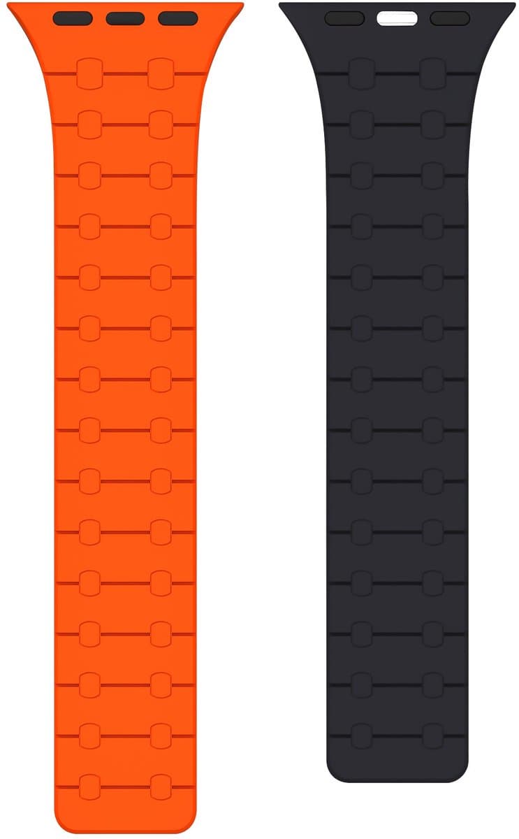 Rixus Magnetic Silicone Band For Apple Watch 38mm, 40mm, 41mm Orange And Midnight