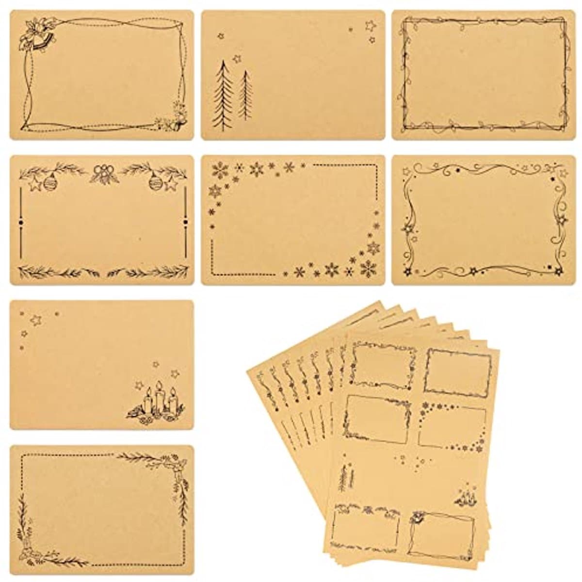 80 Stuks Zelfklevende Labels voor Kerst - Kraftpapier Schrijfbare Stickers voor Scrapbooking en Verpakkingen