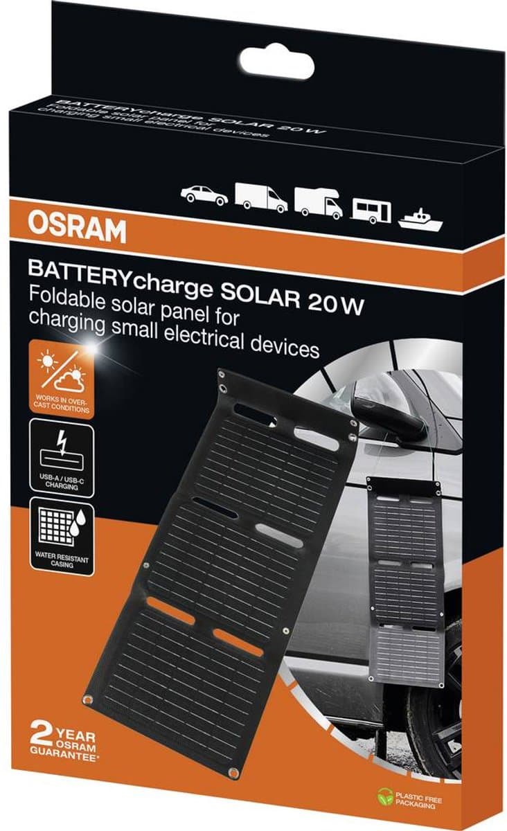 Osram Automotive BATTERYcharge SOLAR 20W INCL. USB Monokristallijn zonnepaneel 20 W 5 V