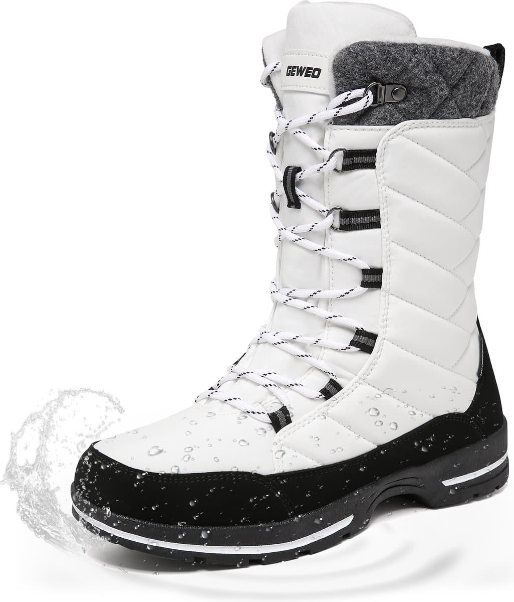 Winter Sneeuwlaars Dames - Waterdichte Sneeuwlaarzen - Winter Fleece Gevoerd Warme Winterlaarzen - Snowboots Antislip Outdoor - Wit - Maat 42