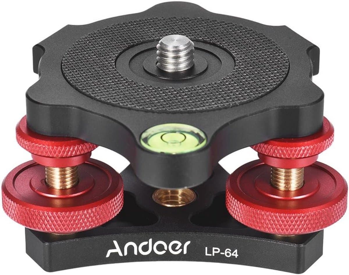 Nivelleringsbasis voor Statief - Tri-wiel Precision Level met Blaasniveau en 3/8" Schroefdraad, Max. 15kg