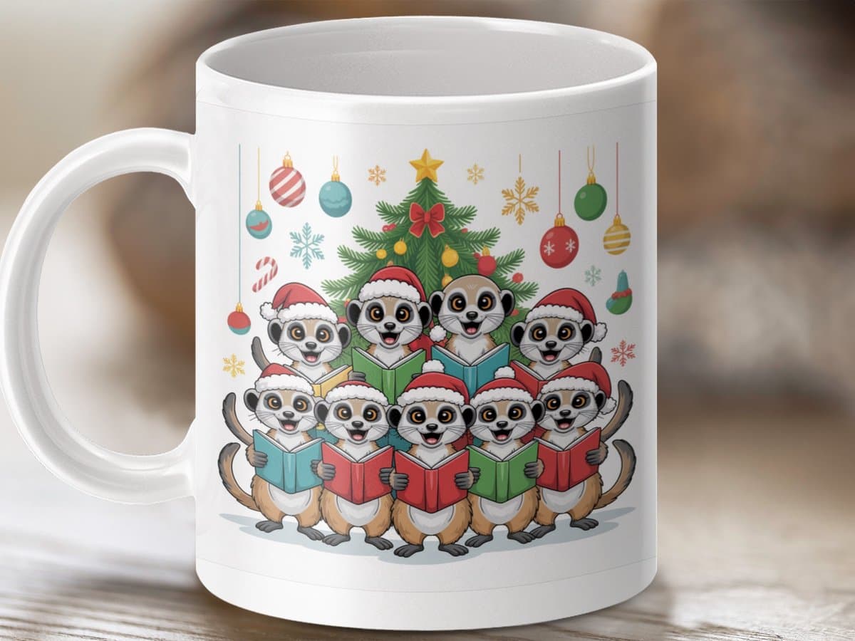 Mok Kerst Zingen Stokstaartjes Mok, Feestdag Viering Keramische Mok, Grappige Kerstdag Cadeau Mok, Kerstboom Keramische Mok