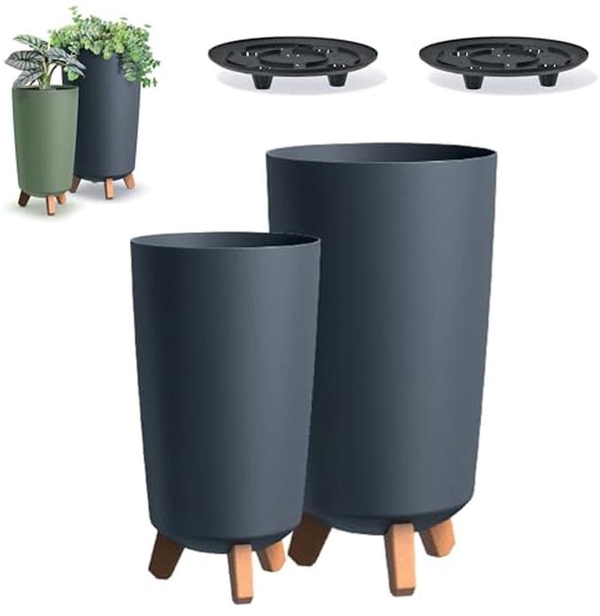 Bloempot en Pootjesset Set - Plantenbak voor Binnen en Buiten - 19,5 cm en 24 cm
