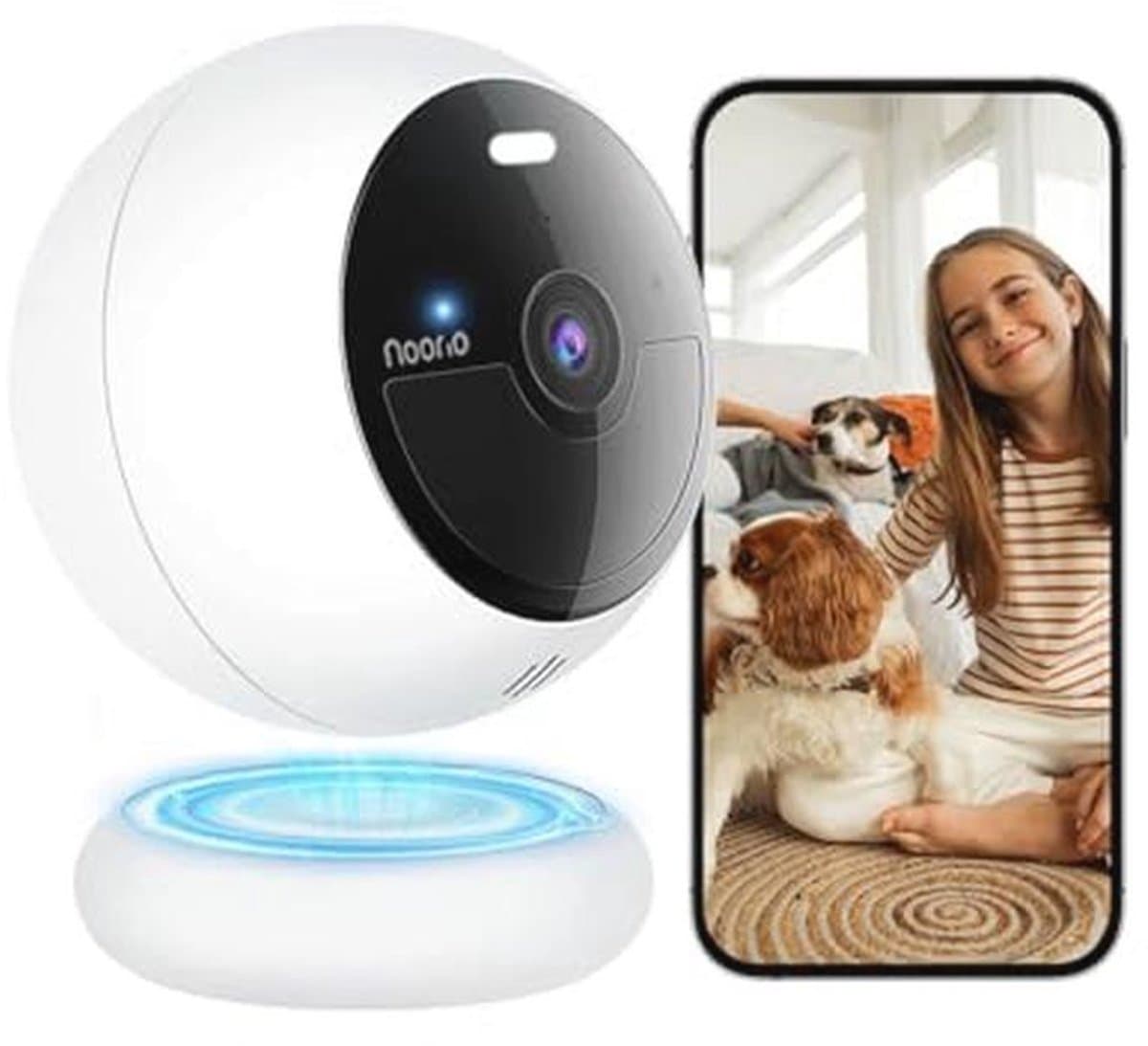 Draadloze Beveiligingscamera voor Buiten - Oplaadbare Binnencamera met 1080P Mens/Dier Detectie, Nachtzicht en 8GB Opslag