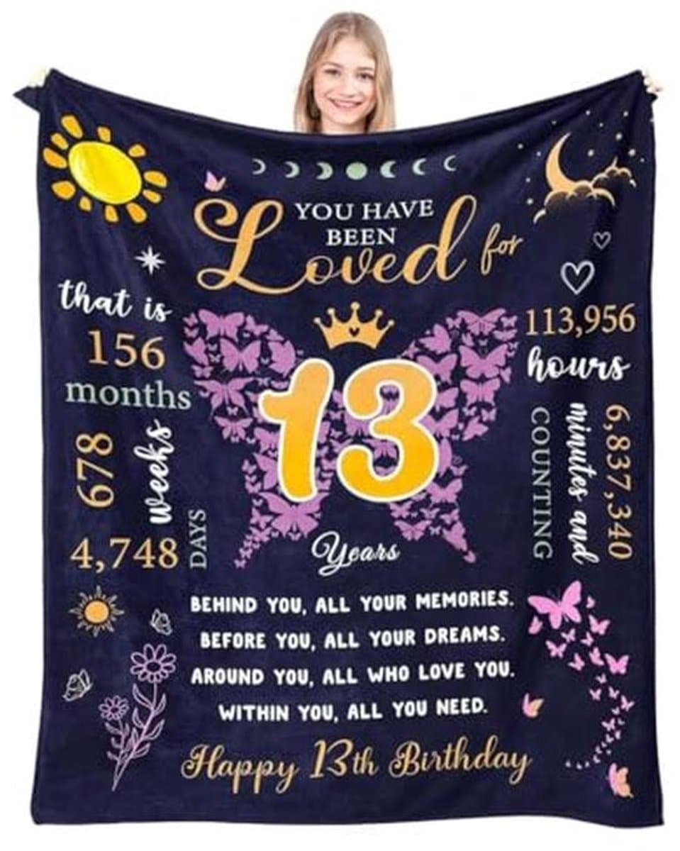 Verjaardagsdeken voor 13-jarige meisjes - Perfecte cadeaus en decoraties