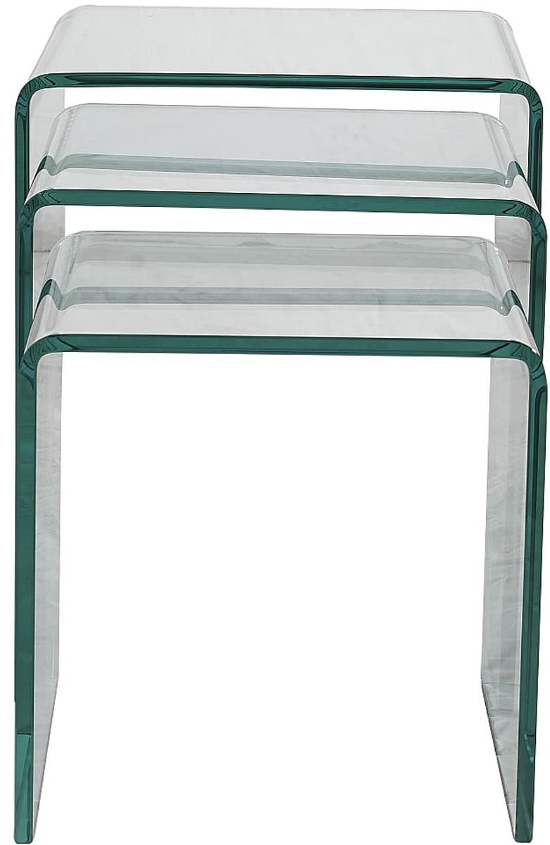 Vente-unique Set van 3 inschuifbare bijzettafels MINKA - glas