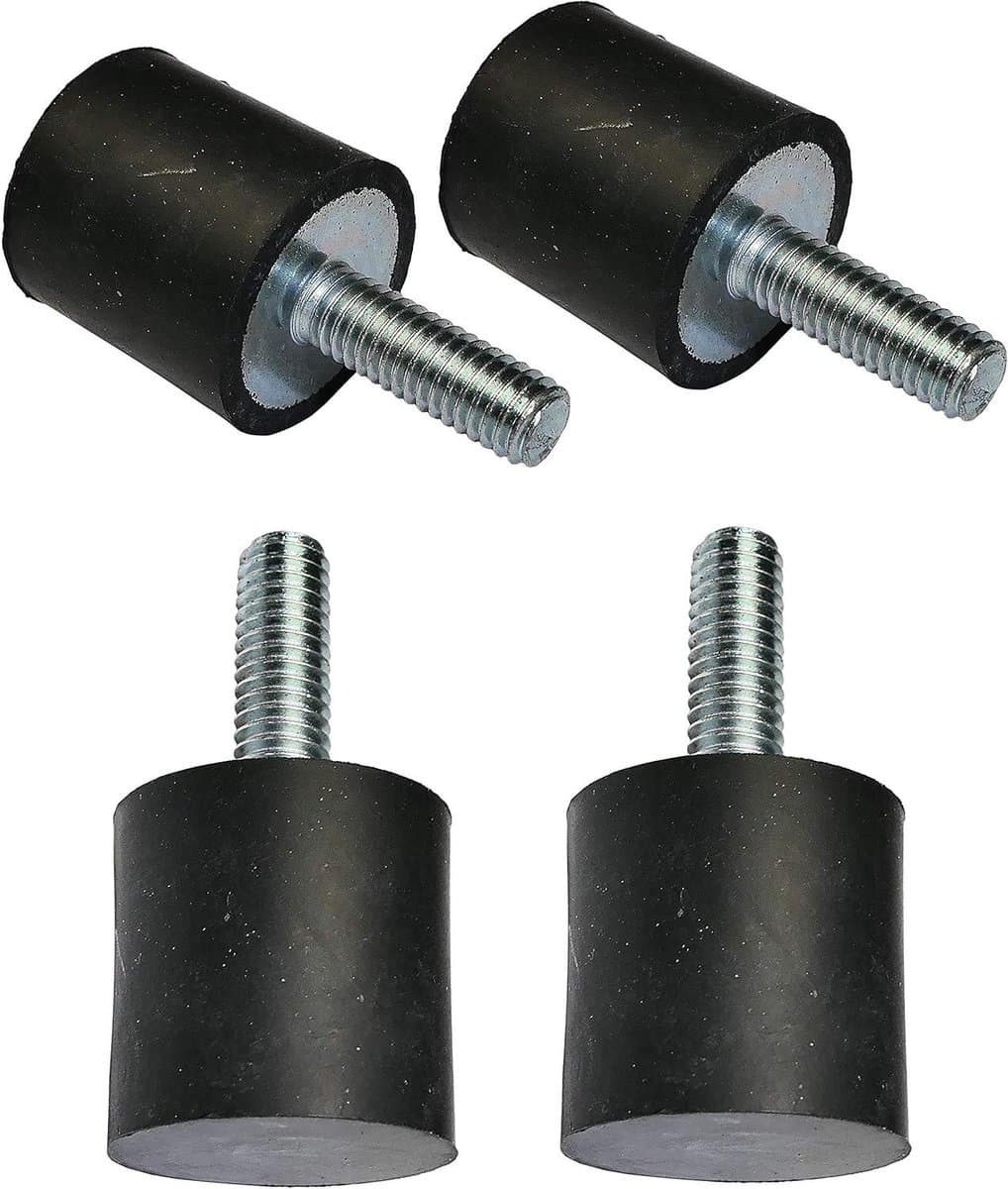 TTGoods - Rubberen voetjes voor trillingsdemping M6 schroefdraad Ø20 mm H: 20 mm - 55 ± 5 hardheid - rubber en staal - belasting 302N 30,8kg x4