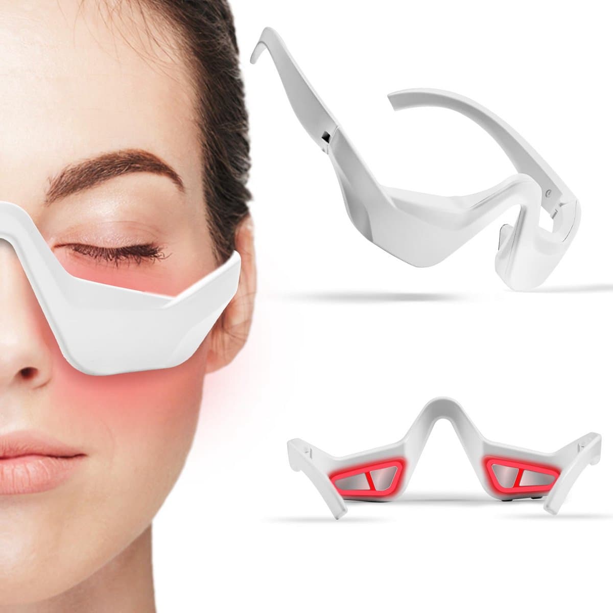 Anti-Rimpel Oogmassage Bril Oogmassage Bril - Rood Licht Collageen Stimulatie - Verwijdert Wallen in Donkere Kringen - 3 Trillingssnelheden - Draadloos in Draagbaar - Snel Opladen - Ergonomisch Ontwerp