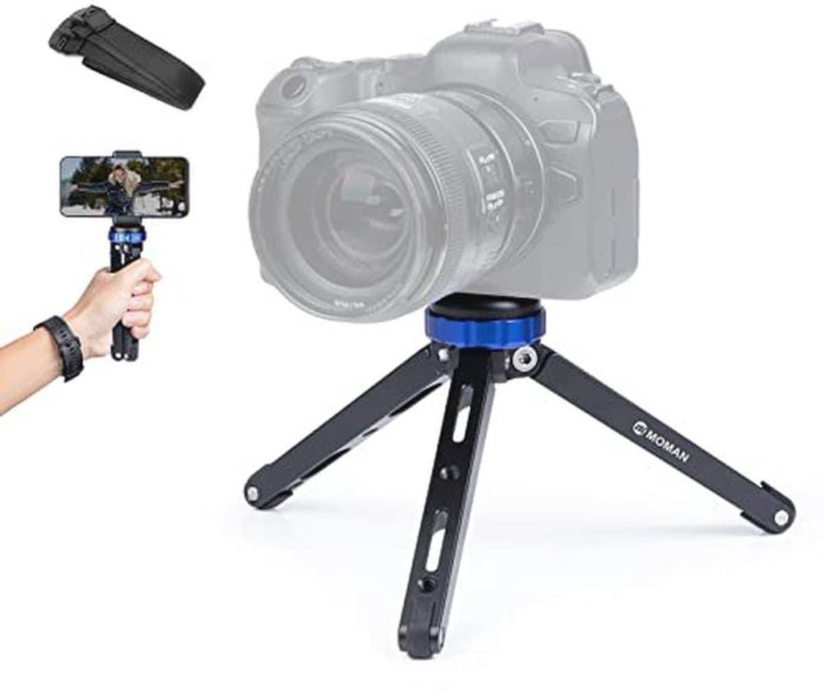Klein Aluminium Mini Tripod Statief voor Camera's - Max. 80 kg Belastbaar - Zwart Blauw