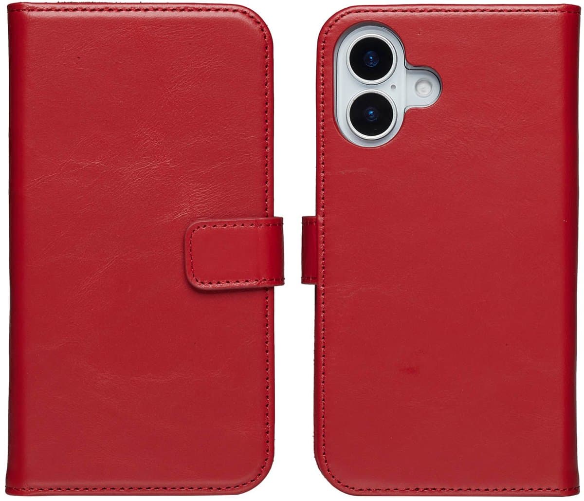 Selencia Hoesje - Geschikt voor Apple iPhone 17 - Echt Lederen Bookcase - Rood