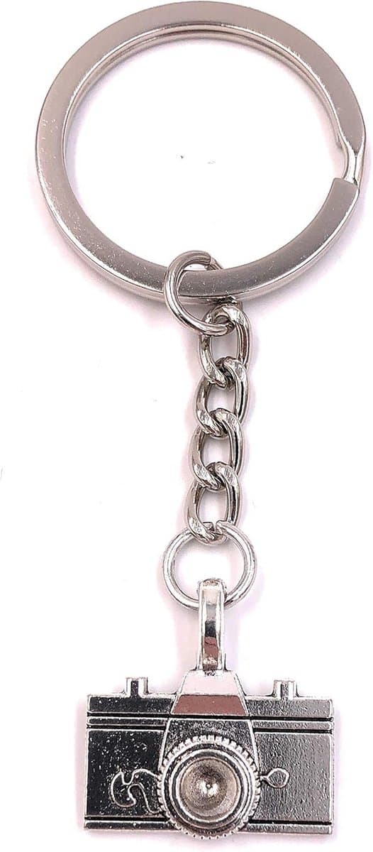 Camera Lens Sleutelhanger Zilverkleurige Metalen Hanger Miniatuur Model