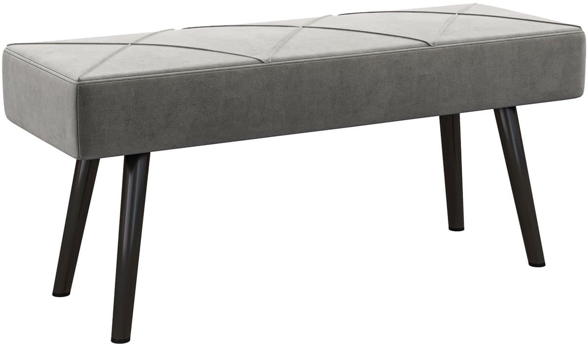 Merax Fluwelen Zitbank Met X-Poten – Grijs – 100 x 36 x 45 cm – Bedbank Halbank Slaapkamer