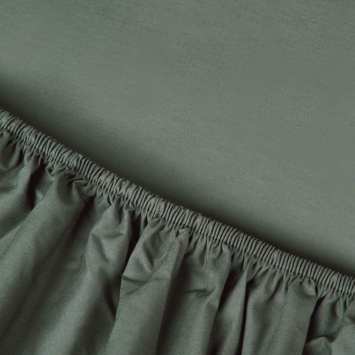 Kayori Kai Splittopper Hoeslaken Katoen - 200x200-210cm - Groen