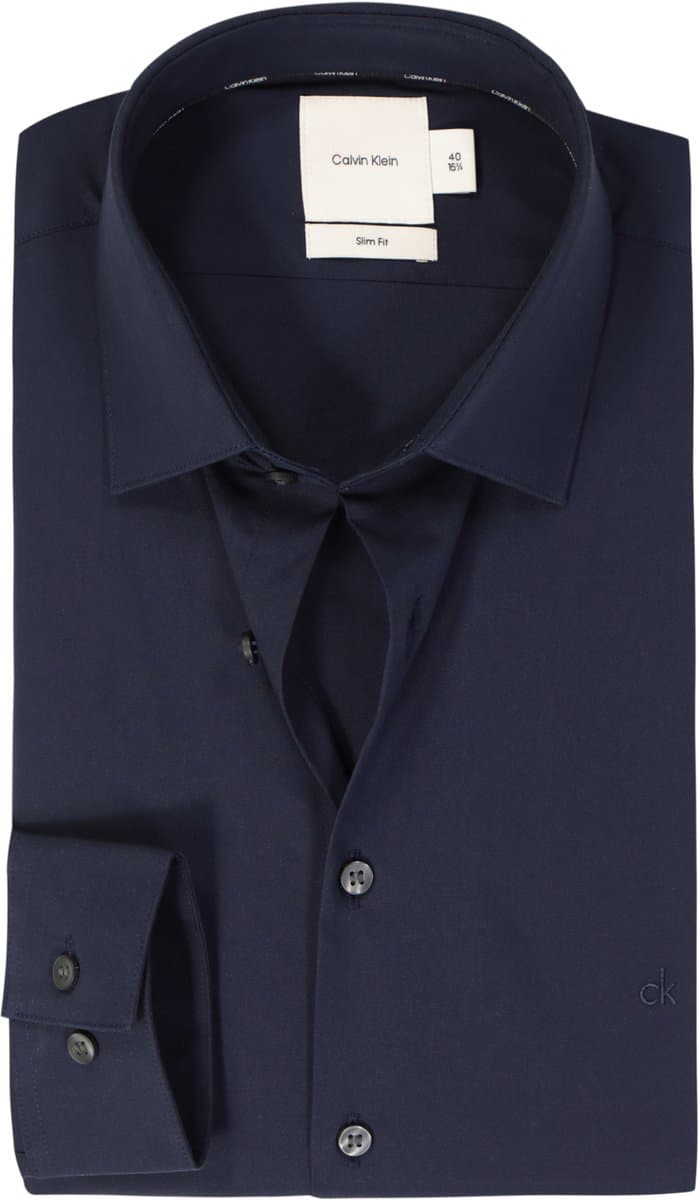 Calvin Klein poplin stretch slim Night Sky herenshirt 42