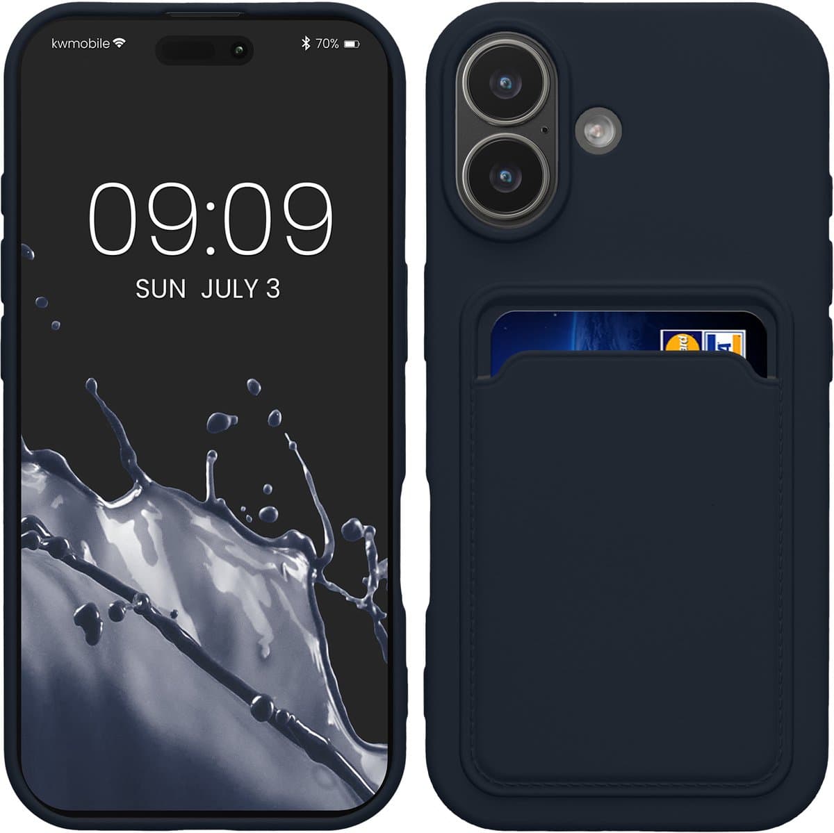 kwmobile telefoonhoesje geschikt voor Apple iPhone 17 - Hoesje met pasjeshouder - TPU case in donkerblauw