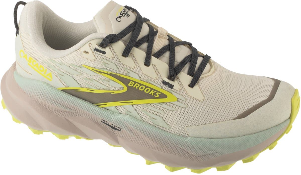 Brooks Cascadia 19, Vrouwen, Beige, Hardloopschoenen, maat: 36,5