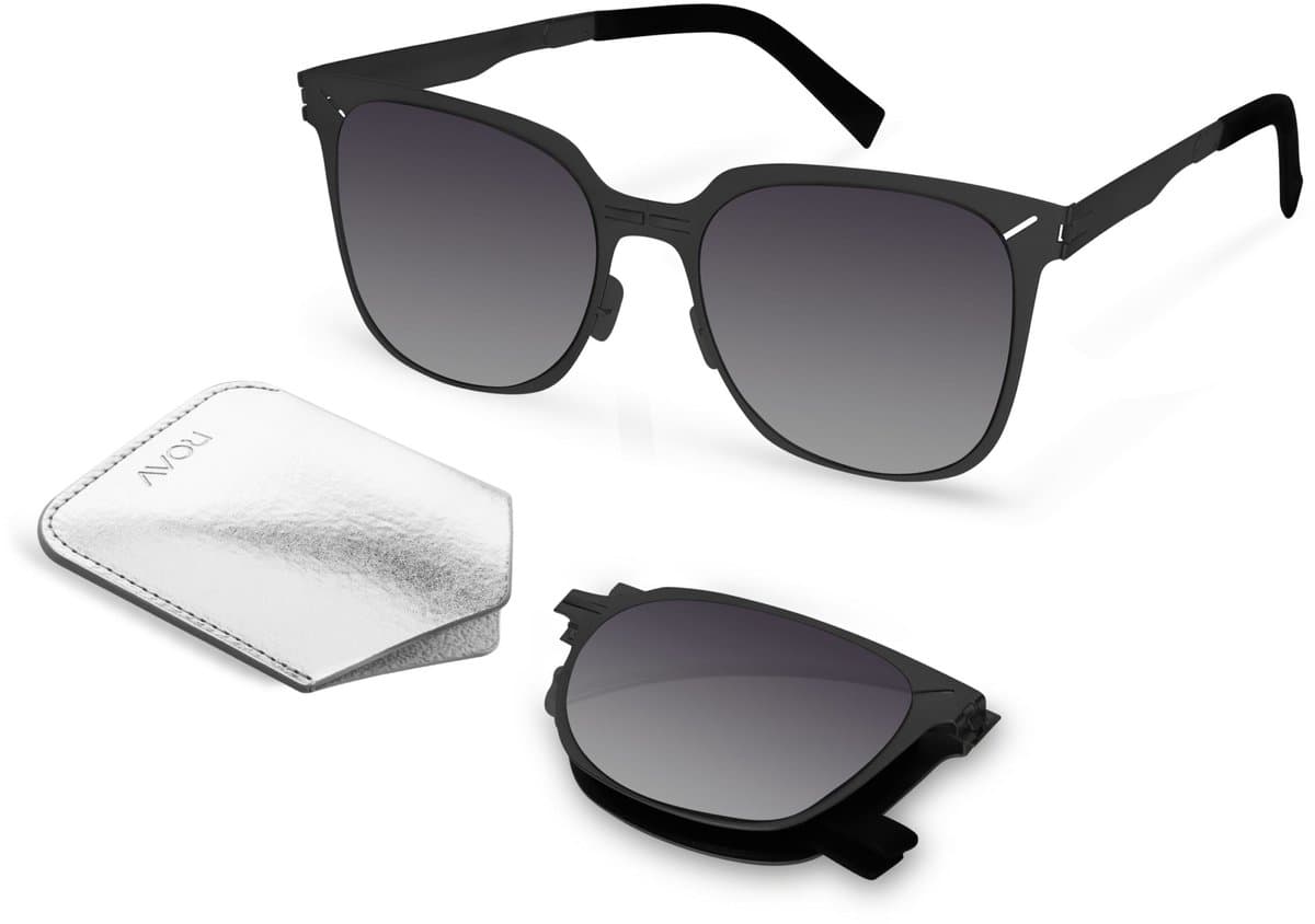 ROAV JOLIE - Opvouwbare zonnebril – Polariserend UV400 - Matte Black - Dark Grey glazen