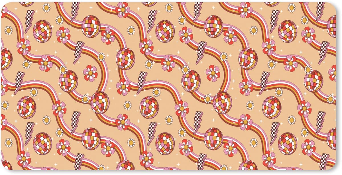 Muismat XXL 120x60 cm - Bureau onderlegger - Bureau mat Disco - Patroon - Lijnen - Bureaumat - Gaming mousepad xl - Bureaulegger groot - Computer deskmat