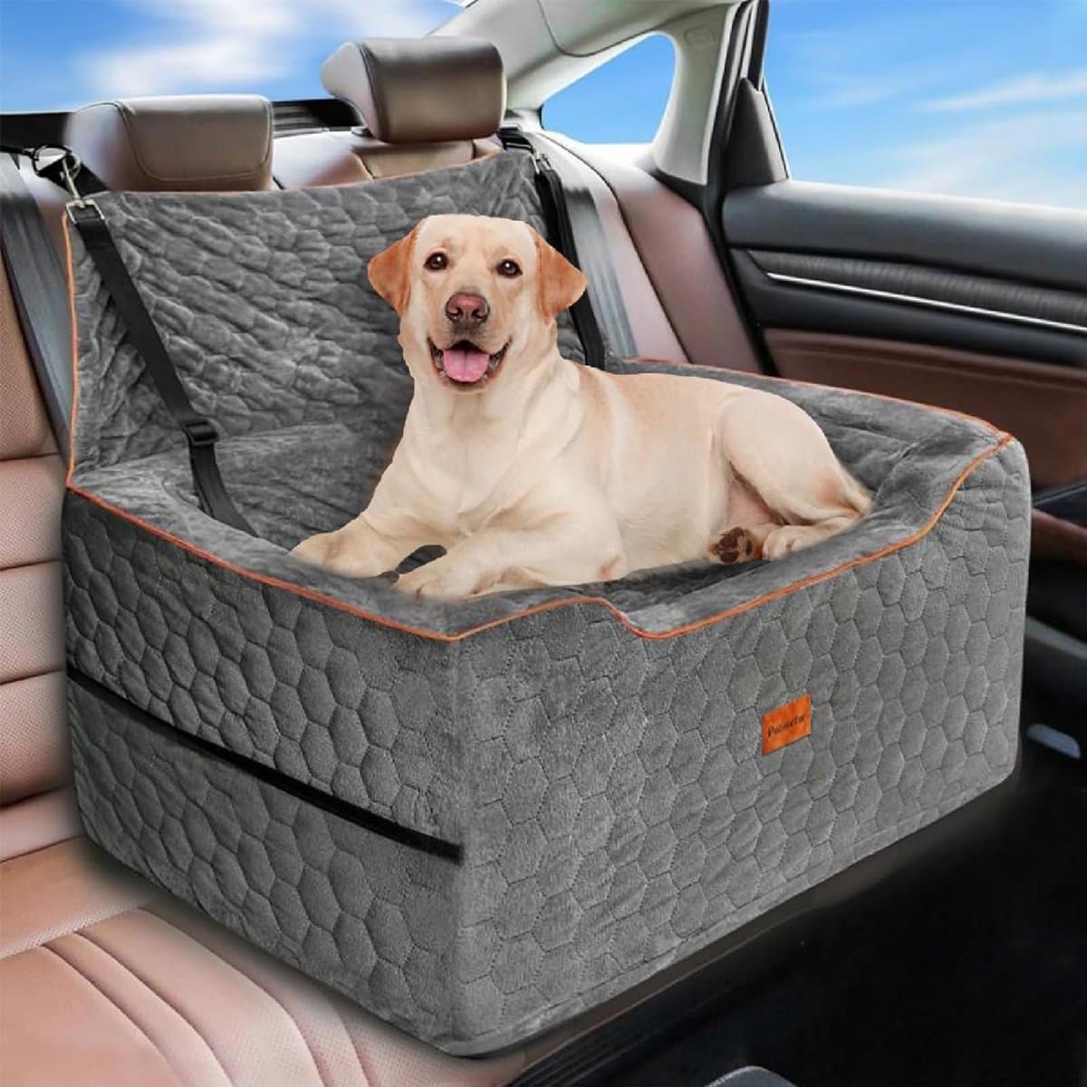 Comfortabel Hondenautostoeltje Achterbank Boosterstoel voor Middelgrote Honden tot 27 kg