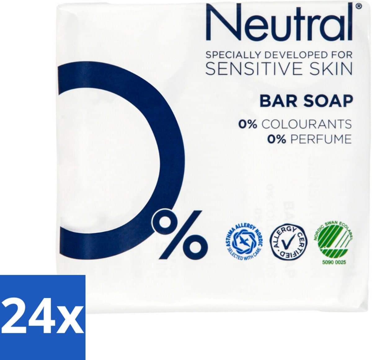 24 x Neutral Zeeptablet 2 x 100 gr - Gevoelige Huid - Droge Huid - Zeep - Zeep Parfumvrij - Huidverzorging