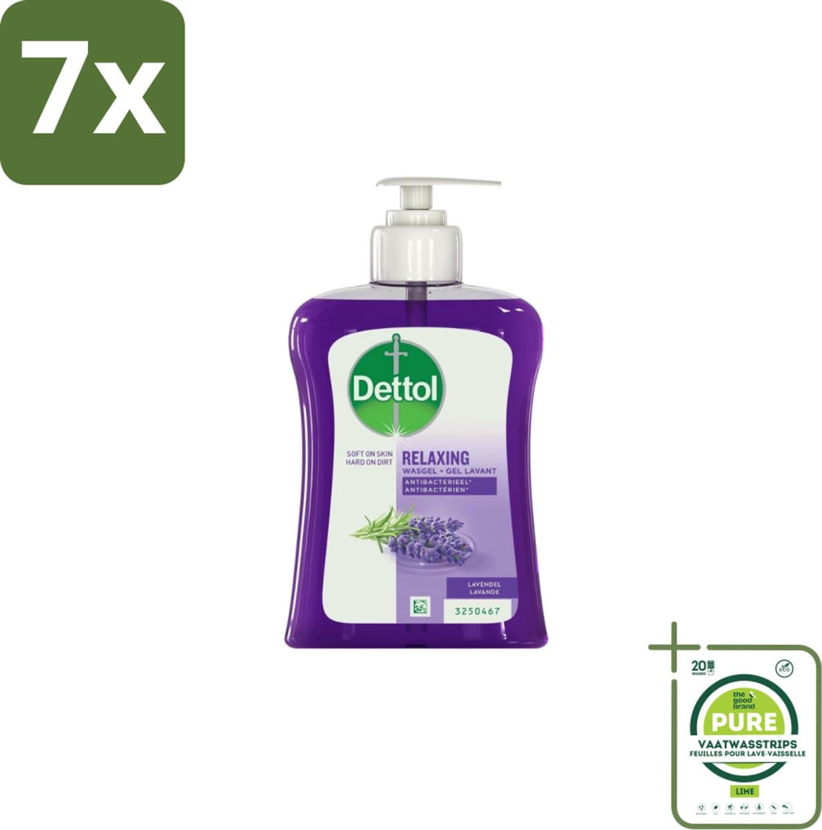 7 x Dettol Handzeep Verzachtend Lavendel 250 ml - Grootverpakking - Handwas - Handhygiëne - Antibacteriële Handzeep - Handen Verzorgen - Huid Verzorgen
