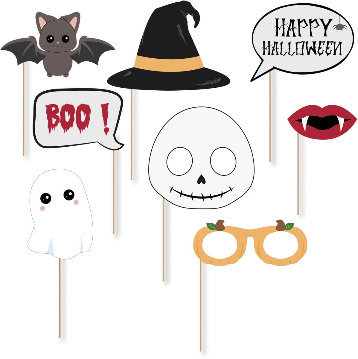 PARTYPRO - Sweety Halloween Photobooth Kit 8 Accessoires voor Kinderen