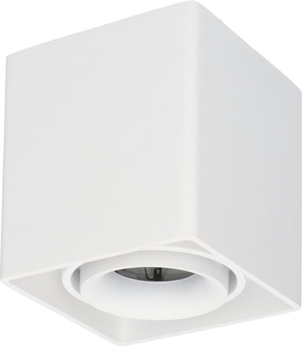 Vierkante LED Opbouwspot Esto - Kantelbaar - GU10 - Plafondspot - Voor binnen - Vervangbare afdekring - Wit