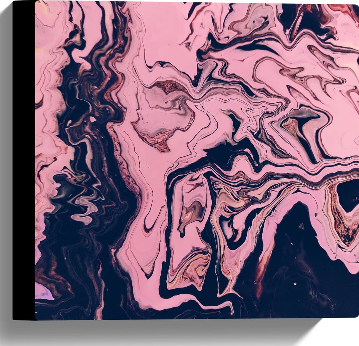 Canvas - Gemixte Verf in Roze en Blauwe Kleuren - 30x30 cm Foto op Canvas Schilderij (Wanddecoratie op Canvas)