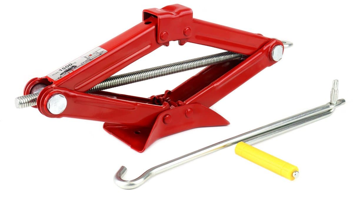 AMiO Universele Schaarkrik met Handslinger voor Auto Rood - 1.5 ton