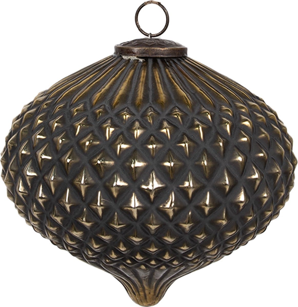 Clayre & Eef Kerstbal Overig Ø 18x21 cm Zwart Glas Kerstballen