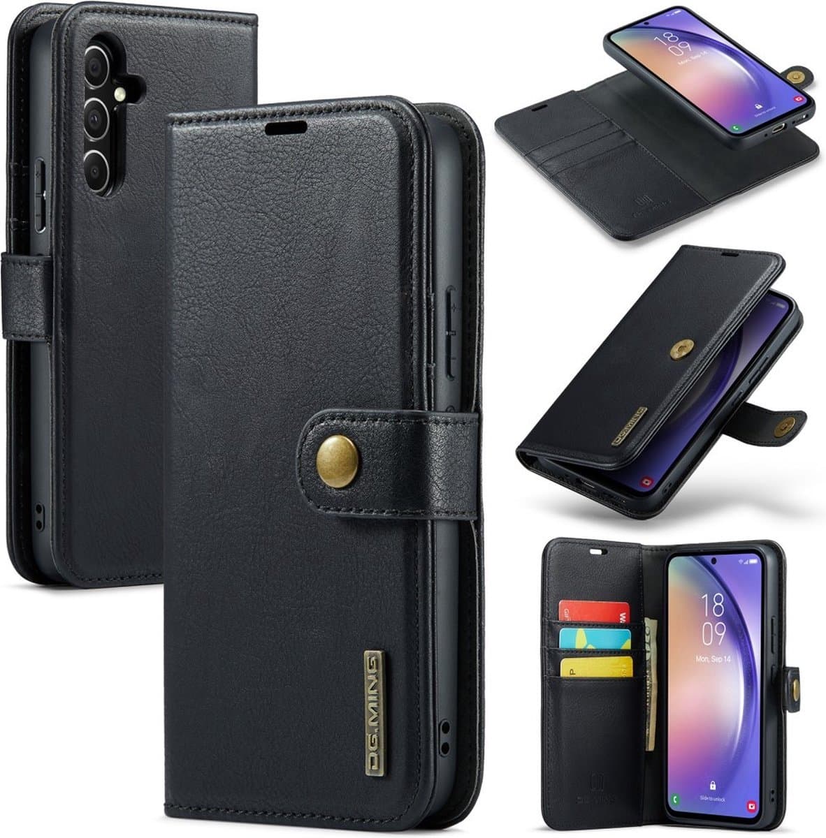 DG.MING Hoesje - Geschikt voor Samsung Galaxy A54 Hoesje - DG.MING 2-in-1 Book Case & Back Cover - Zwart