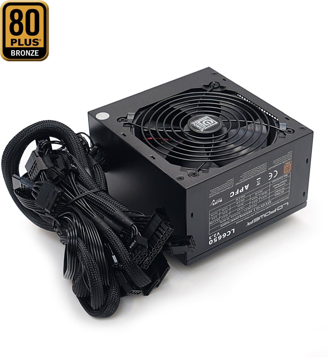 650W V2.3 LC6650 Super Silent Power Supply - 650W Superstil PC Voeding 80+ Bronze - 4x PCI-Express 6+2 Pin - 120mm Fan