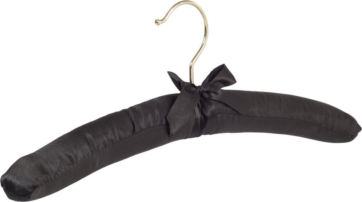 De Kledinghanger Gigant - Kledinghanger - Satijnhanger - Volwassenen - 5106 - 10 Stuks - Blousehanger - Shirthanger - Satijn - Zwart - Messinghaak - 38 cm - Kleerhanger (5106/10)