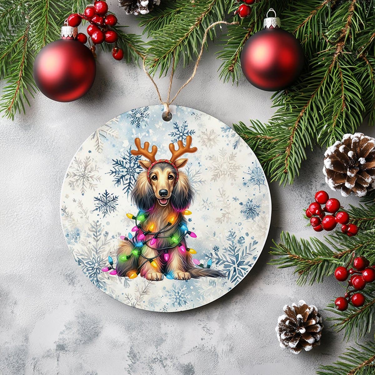 Kerstboom hanger Afghaanse windhond - Met Naam - Unieke Kerstdecoratie