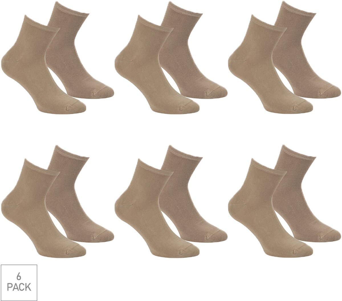 Boru Bamboo - 6-Pack - Quarter Sokken met Badstof Zool - Bamboe - Antibacterieel - Heren / Dames - beige - 36-40 - 2307