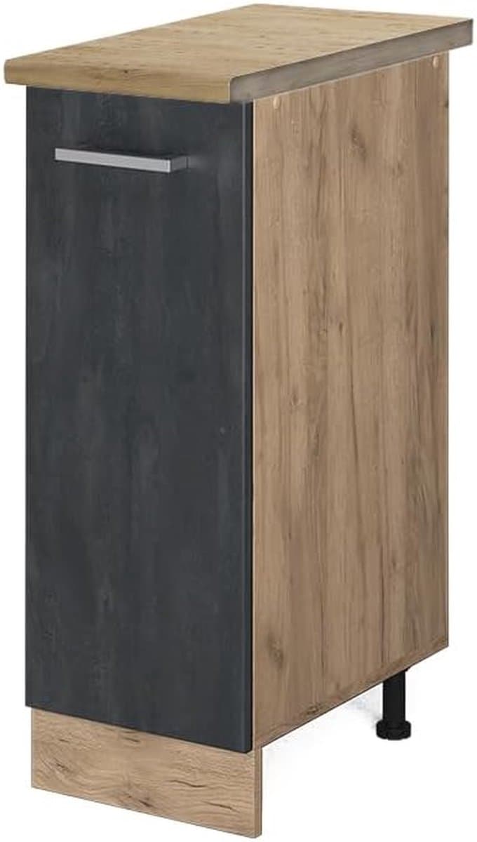 Modulaire Keukenkast Apothekersonderkast 30 cm met Werkblad Zwart Beton