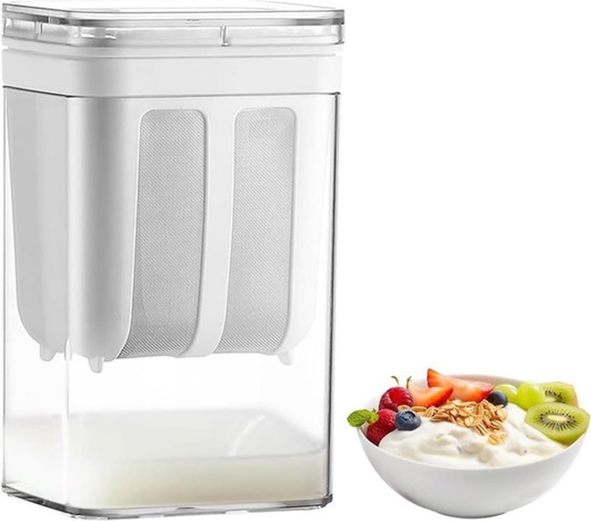 Griekse Yoghurtzeef met 80 Mesh Roestvrijstalen Netzeefjes - Herbruikbaar voor Yoghurt en Sojamelk - 1100 ml - Yoghurtscheider - Yoghurtfilter - Yoghurtmaker - Voor Yoghurt, Melk, Sap, Thee