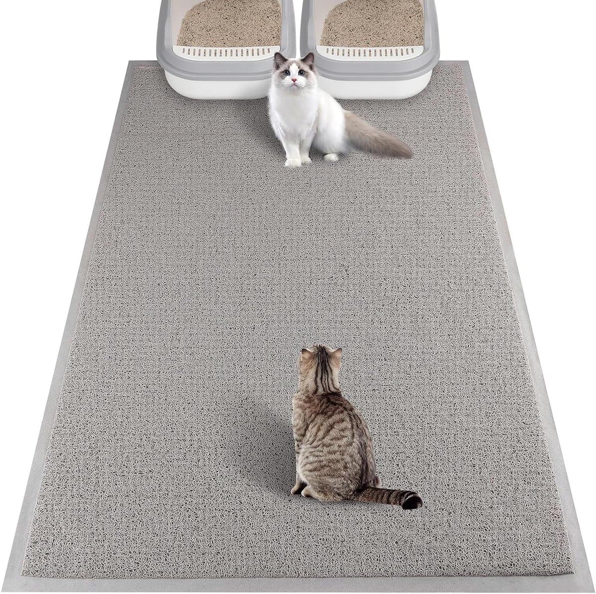 Kattenbakmat - Vangmat Huisdier - Vloer Schoon Houden - Antislip Bodem - 120 x 80 cm - Grijs