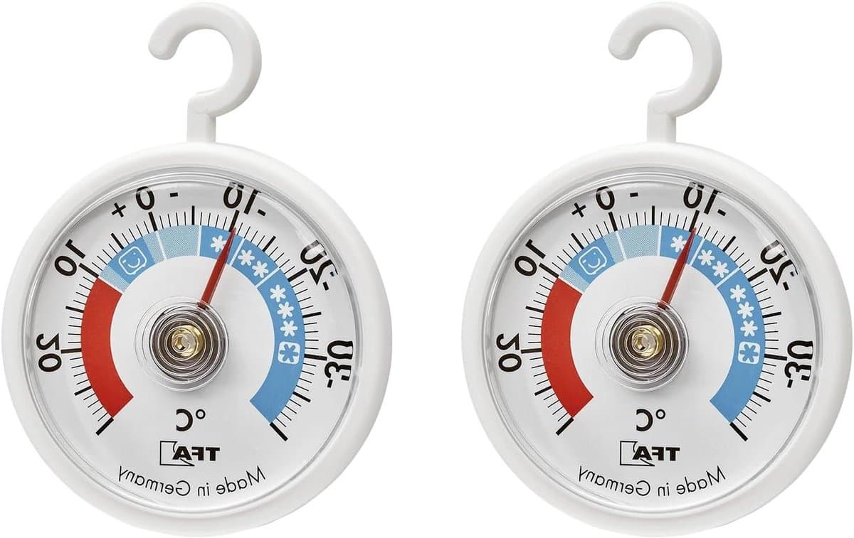 Koelthermometer Set - Temperatuurmeter Koelkast - Voedsel Vers Houden - Met Koelzones - 2 Stuks - Wit