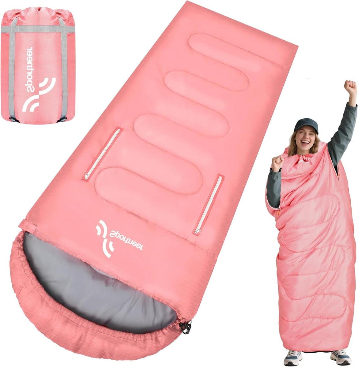 Slaapzak Dekenslaapzak - Kampeerslaapzak Outdoor - Kamperen Reizen - Waterdicht Lichtgewicht - 220 x 84 cm - Roze