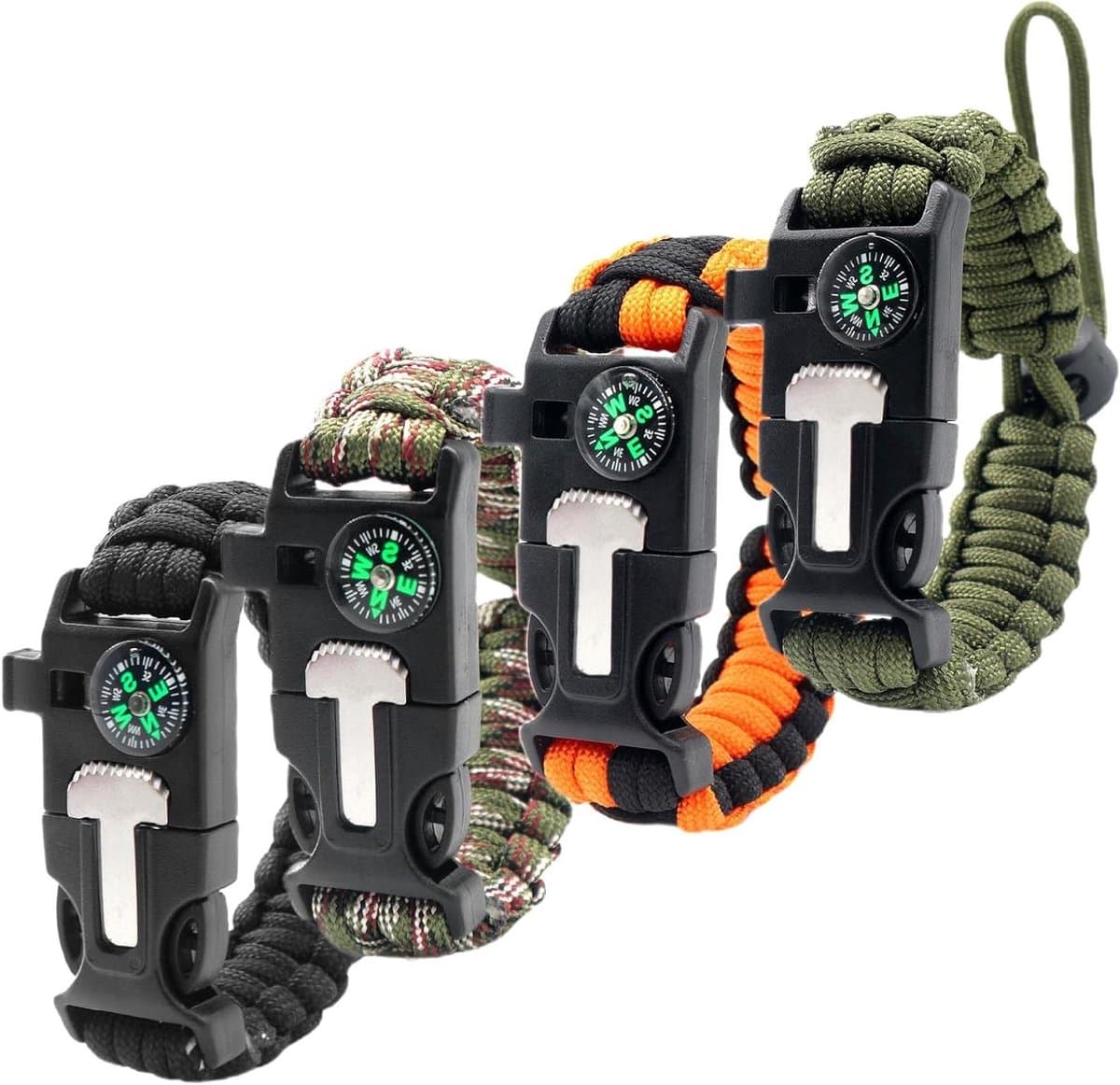 Survival Armband - Outdoor Gereedschap - Buitenactiviteiten - 5-in-1 Functies - 20.5-24cm Pols - Groen