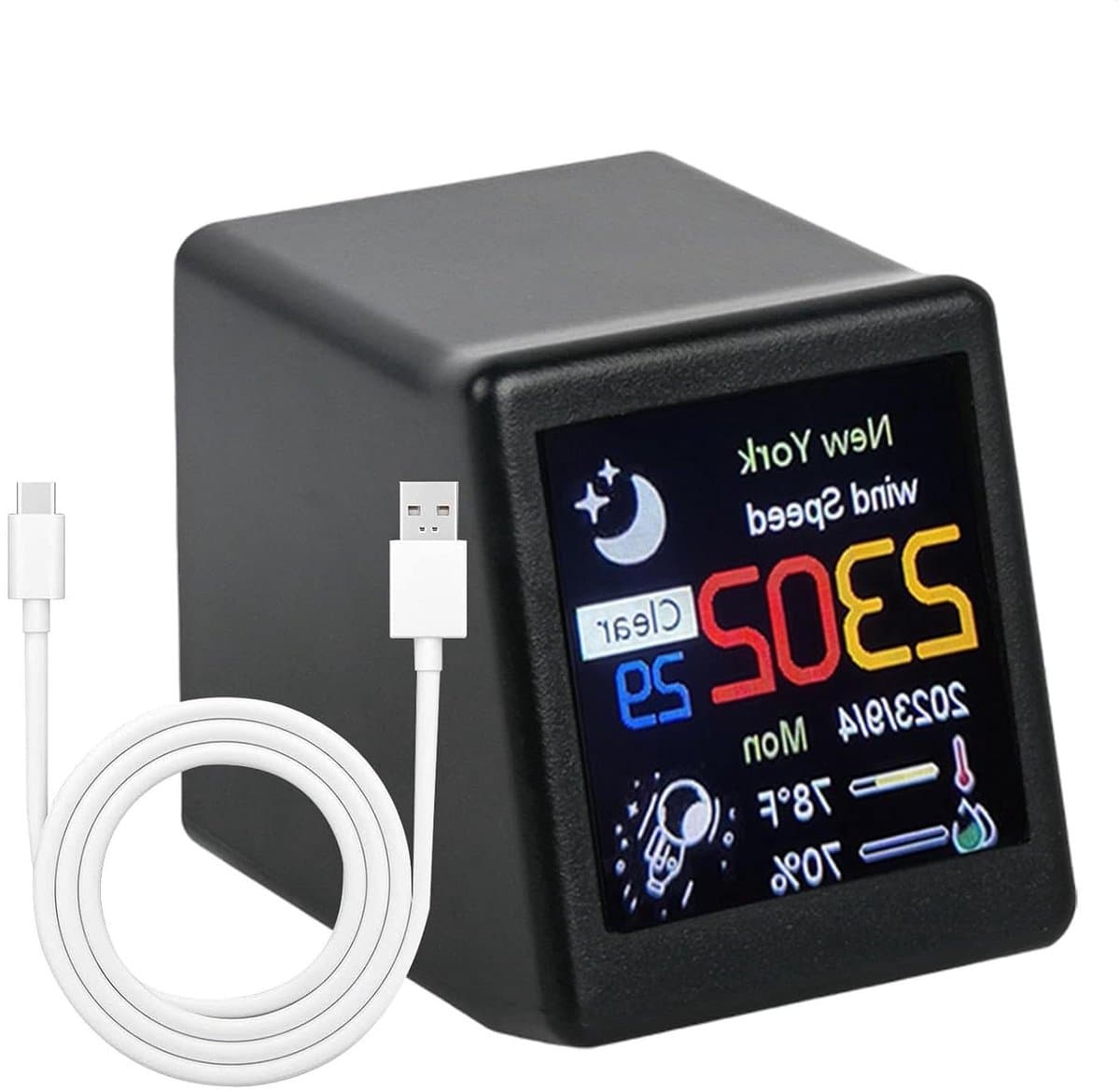 Wifi Weerstation - Digitale Weersvoorspelling - Thuis Weer Bijhouden - Real-time Weerupdates - 6 x 6 x 4 cm - Zwart