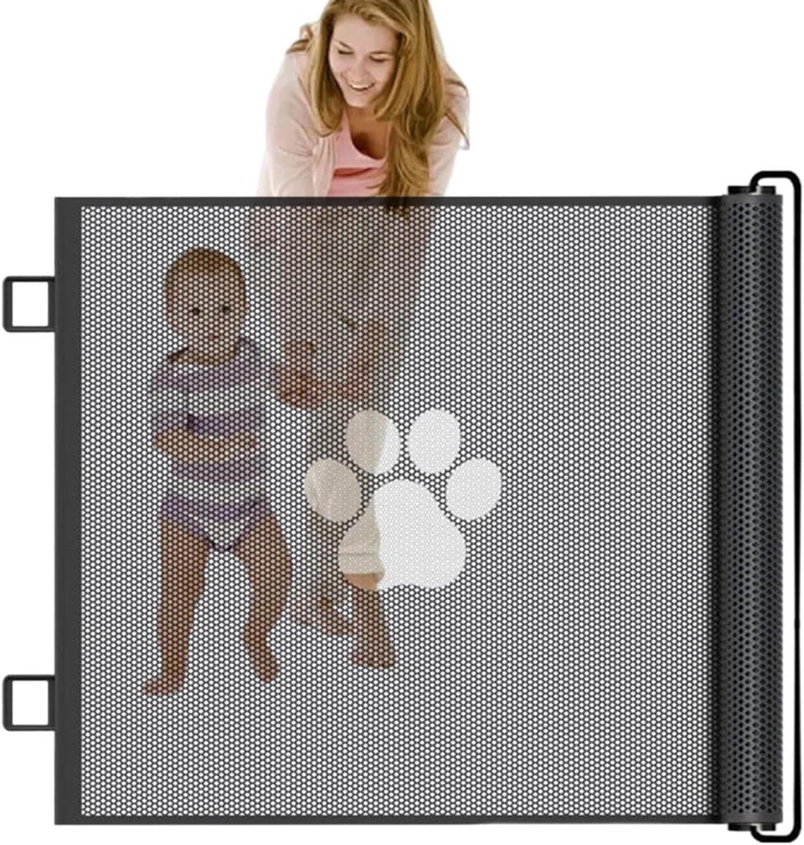 Hondenhek - Babyhek Hondenpoort - Veiligheid Creëren - Uitbreidbaar Mesh - 110 x 78 cm - Zwart