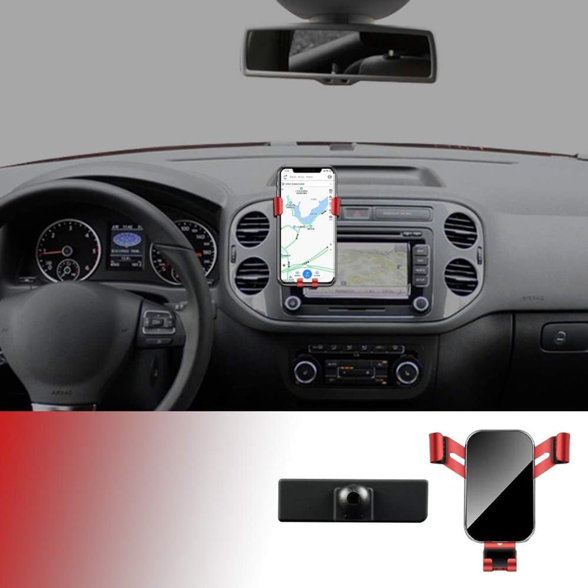 SnelShoppen - Universele Auto Telefoonhouder voor Volkswagen VW Tiguan 2012-2016 - Verstelbare Luchtventilatie Telefoonhouder - Geschikt voor 4-6.2 In