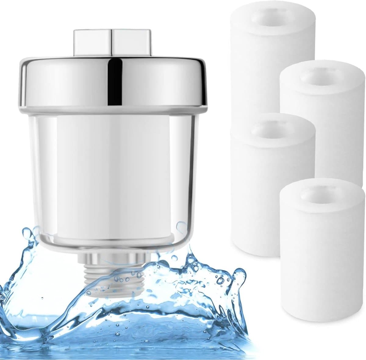 "QORA® Douche Filter - Waterfilter - Douchekop Filter - Zilver - ‎9cm x 7cm x 7cm