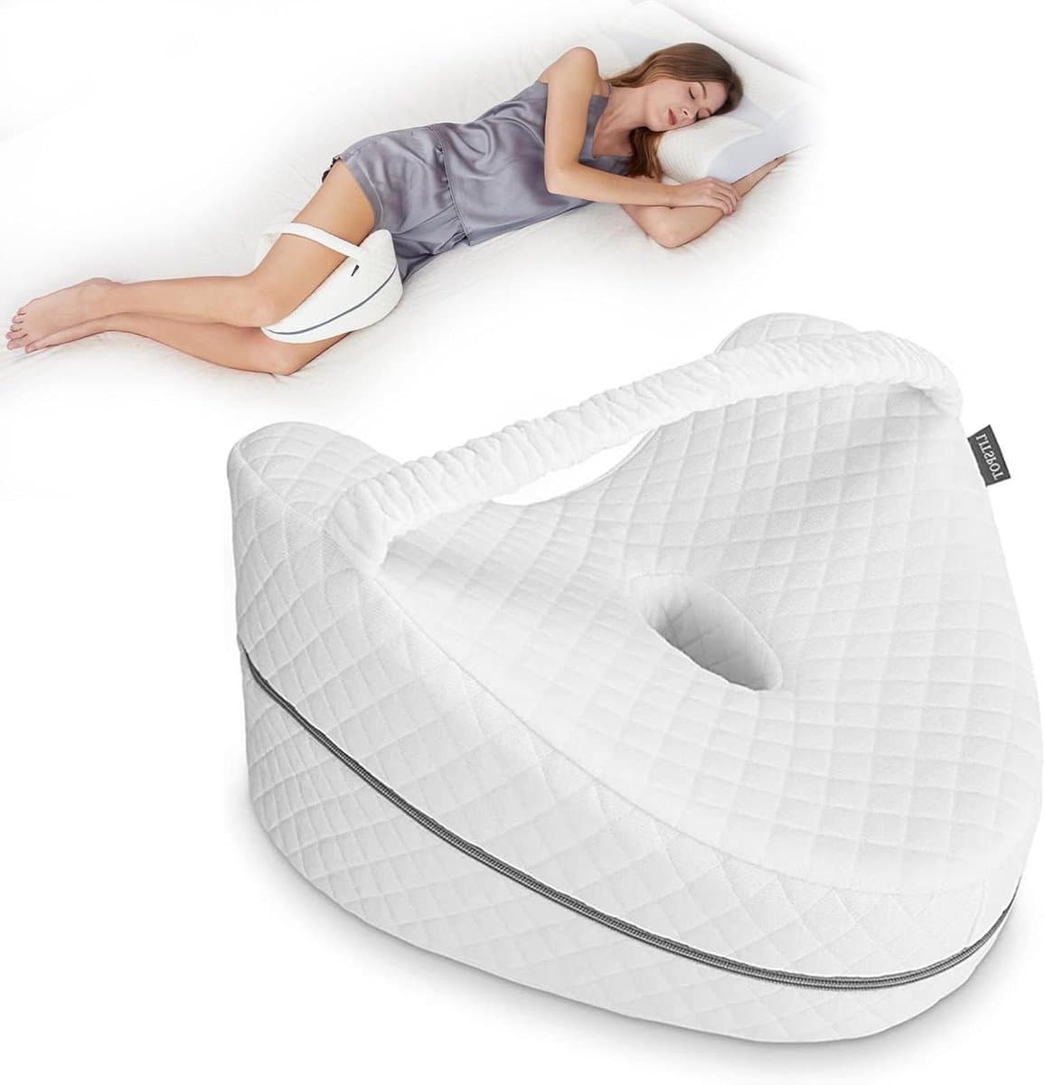 Kniekussen Traagschuim - Beenkussen Zijslaper - Verbeter Slaapcomfort - Ergonomisch Hartvormig - 26x28x17cm - Wit