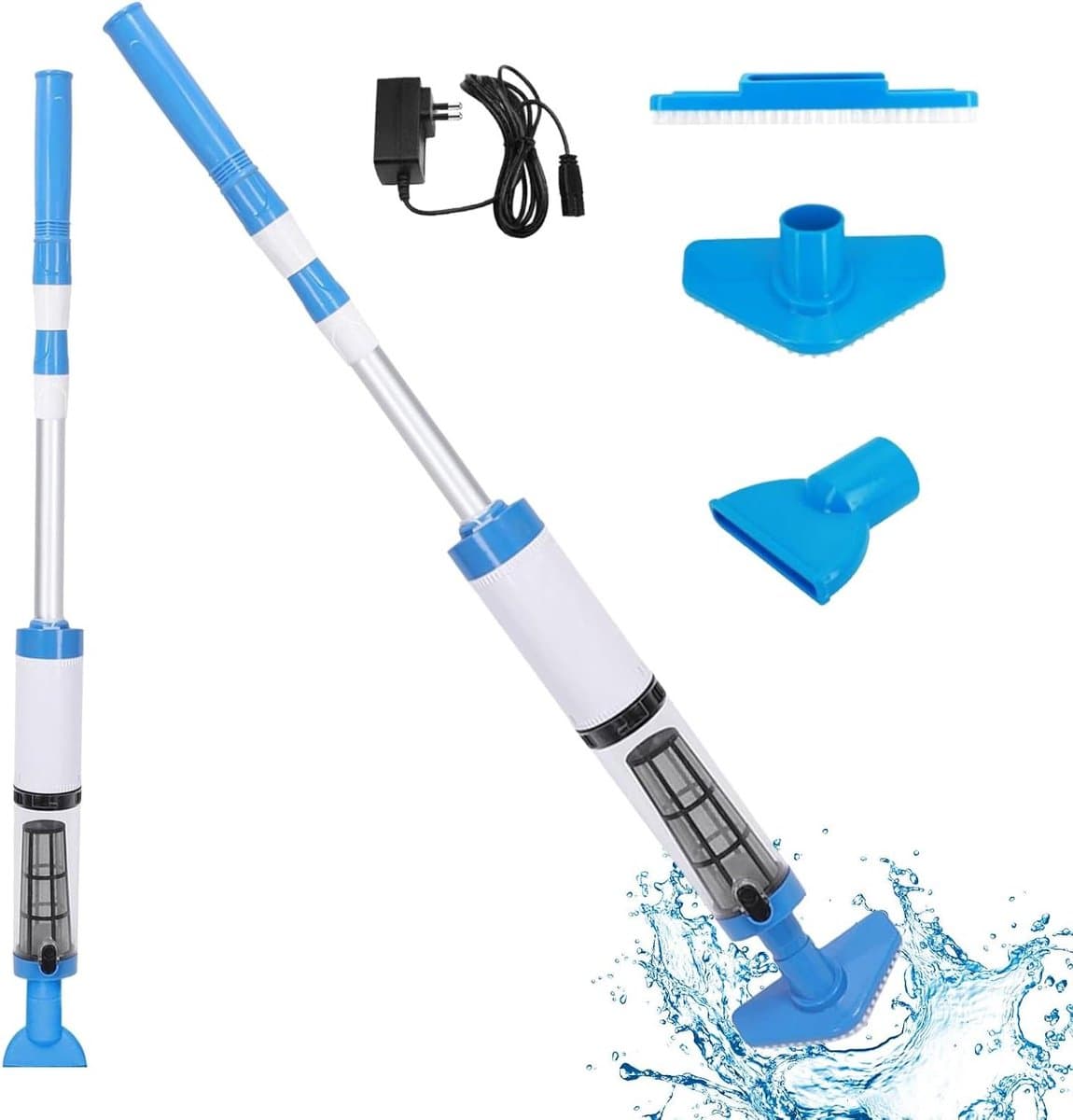 Draadloze Zwembadstofzuiger - Poolreiniger Spa - Zwembad Onderhoud - Oplaadbaar 90 Min - Telescopisch - Blauw