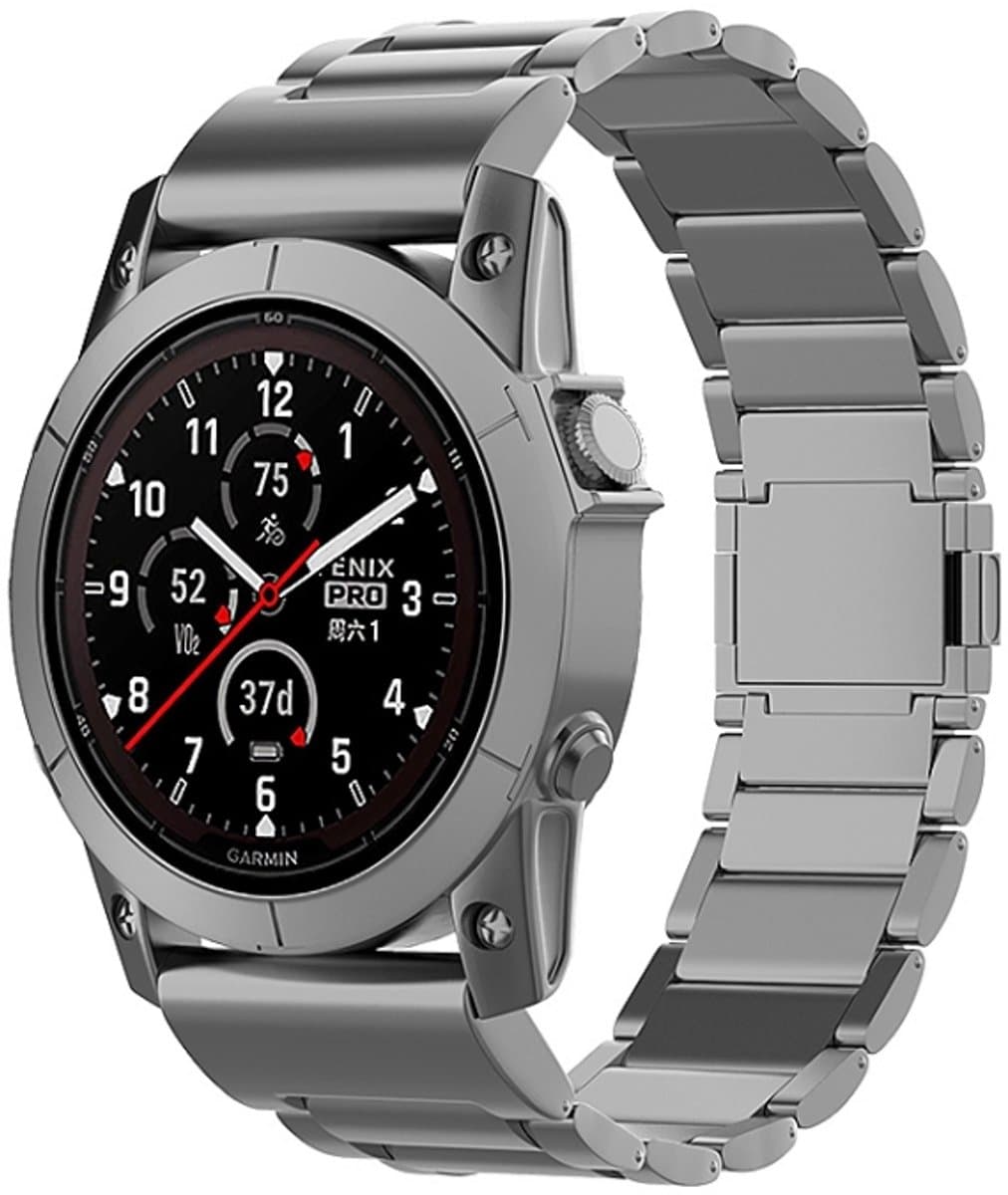 Voor Garmin Tactix 7 Pro / Fenix ​​7X 26mm Drie-kralen magnetische gesp Metalen snelsluiting horlogeband (grijs)