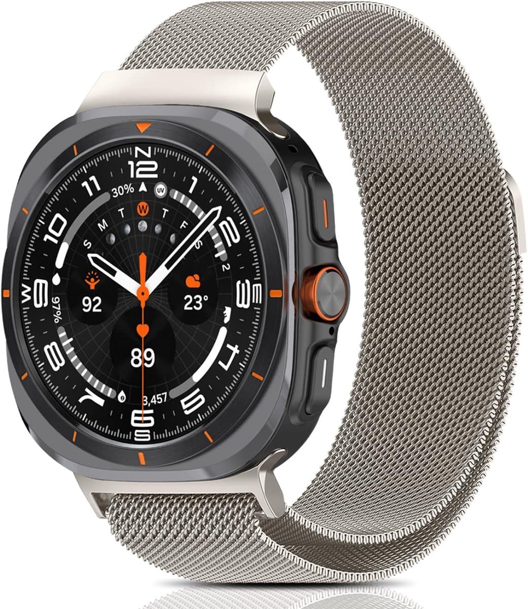 SolidKeus - Verstelbare RVS Mesh Armband voor Samsung Galaxy Watch Ultra 47mm